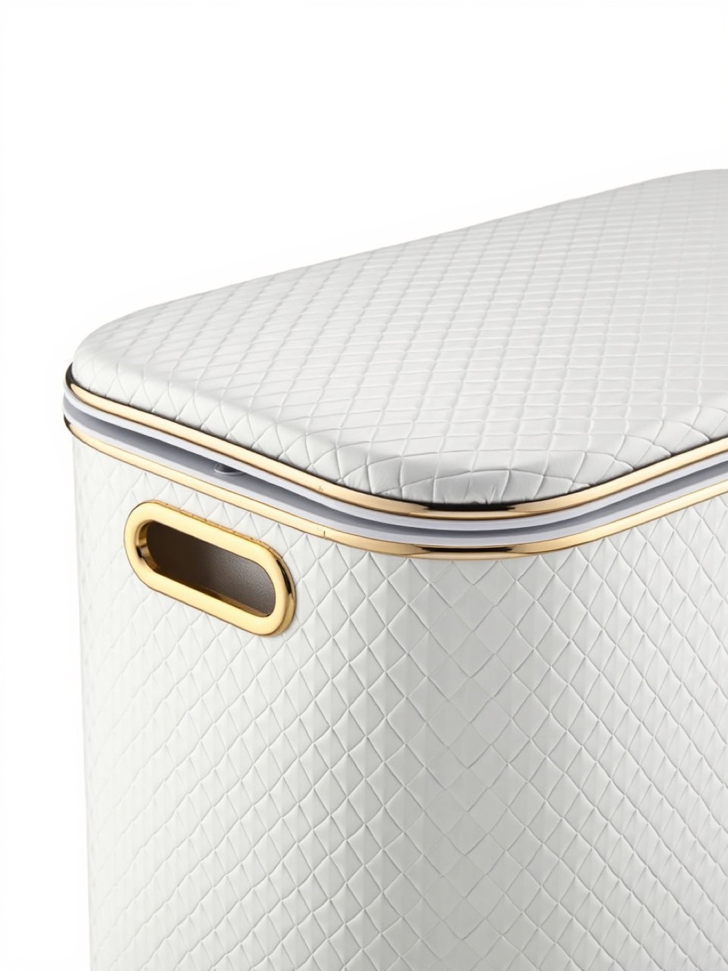 Diamond-stitched vegan-leather laundry basket